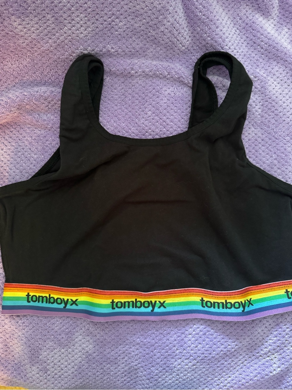 TomboyX Black Bralette with Subtle Rainbow Tab